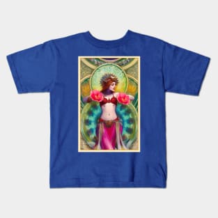 Exotic Floral Art Deco style Belly Dancer Girl Kids T-Shirt